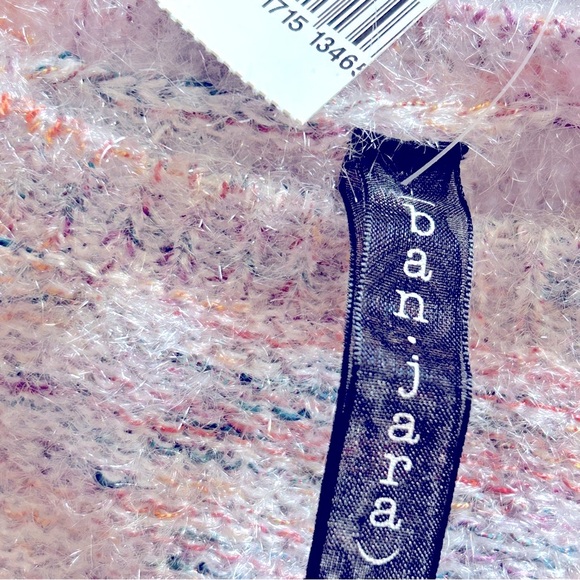 Banjara Strappy Sleeve Light Spring Summer Sweater Marled Strappy Blush Pink Top - Picture 3 of 11